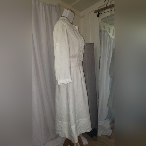 J Crew Beautiful 100% linen white dress with underskirt . Size US 8 - Picture 2 of 5